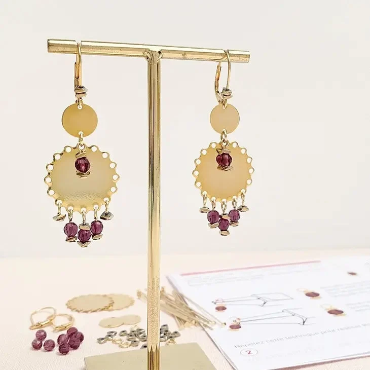 Kit Sofia Boucles D'oreilles Pastilles Fleur Et Breloque Or