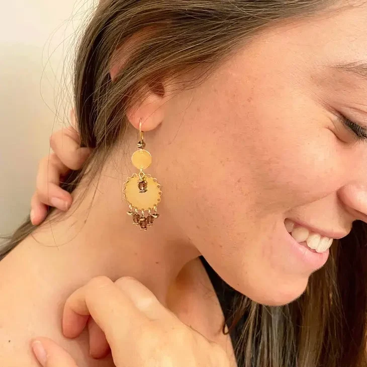 Kit Sofia Boucles D'oreilles Pastilles Fleur Et Breloque Or