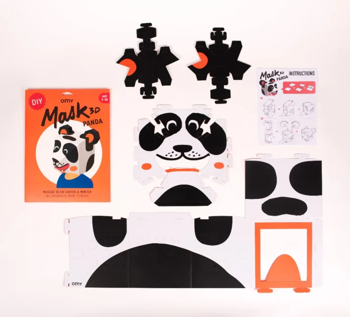 Masque 3D Panda OMY – Masque en Carton à Monter | Déco Murale XXL