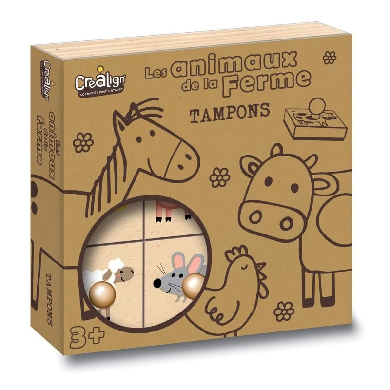 Coffret Tampons Bois Les Animaux de la Ferme – Crealign