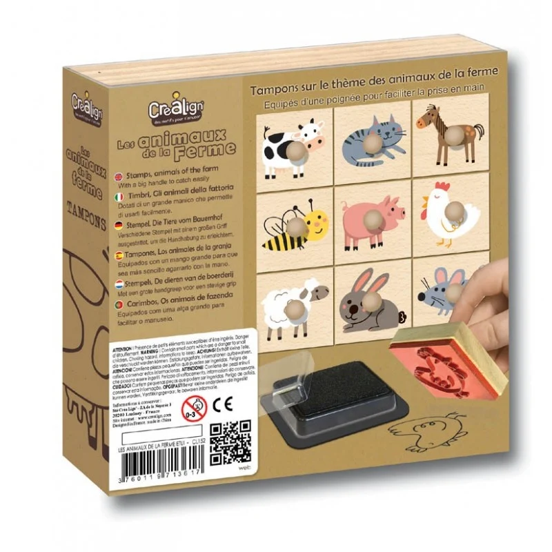 Coffret Tampons Bois Les Animaux de la Ferme – Crealign
