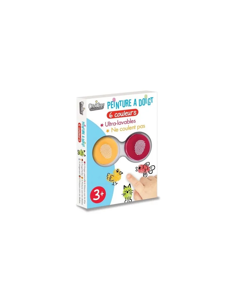 Pack 6 encreurs à doigt lavables – Activité sensorielle enfant 3 ans+ – CréaLign