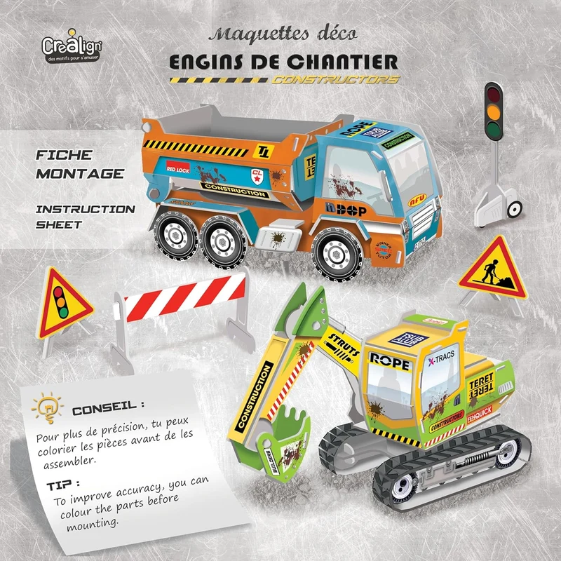 Maquettes engins de chantier – Coffret créatif enfant 6 ans+