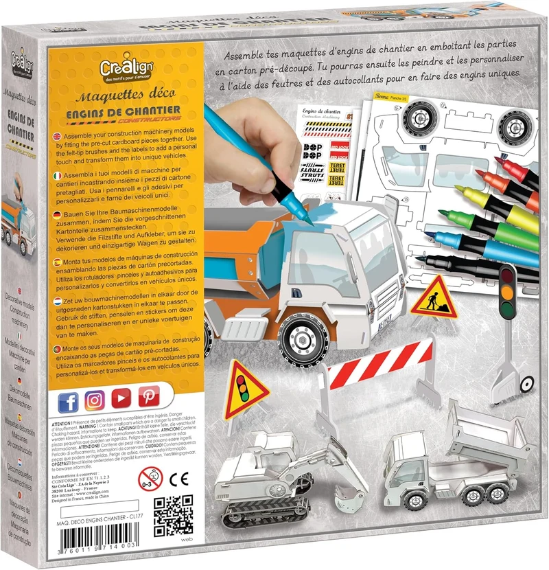 Maquettes engins de chantier – Coffret créatif enfant 6 ans+