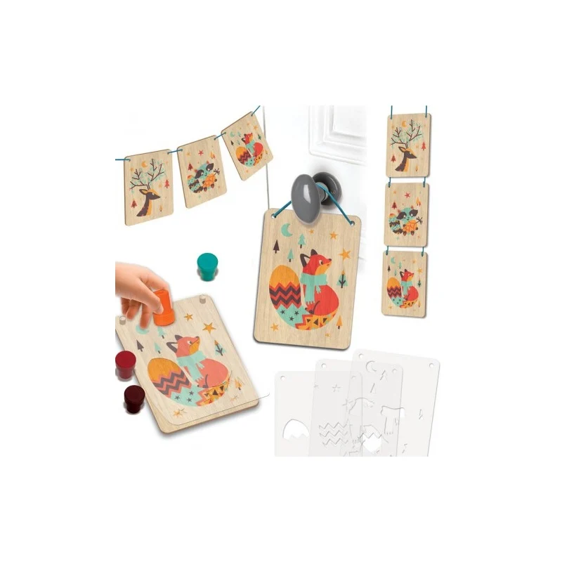 Tampographie bois animaux forêt – Coffret créatif enfant 5 ans+