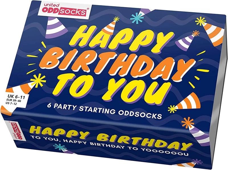 Coffret Chaussettes Happy Birthday To You – United Oddsocks | 6 Chaussettes Dépareillées Homme | Taille 39-42
