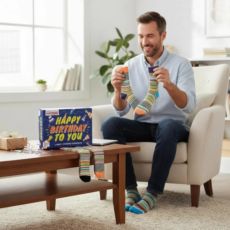 Coffret Chaussettes Happy Birthday To You – United Oddsocks | 6 Chaussettes Dépareillées Homme | Taille 39-42