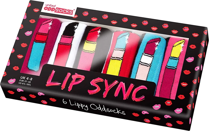 Coffret Chaussettes Dépareillées Lip Sync – United Oddsocks | 6 Chaussettes Fun Femme | Taille 37-42
