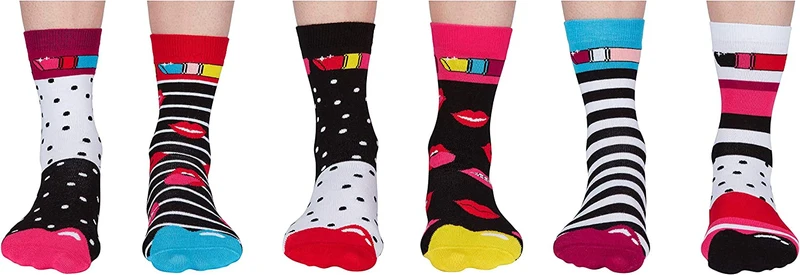 Coffret Chaussettes Dépareillées Lip Sync – United Oddsocks | 6 Chaussettes Fun Femme | Taille 37-42