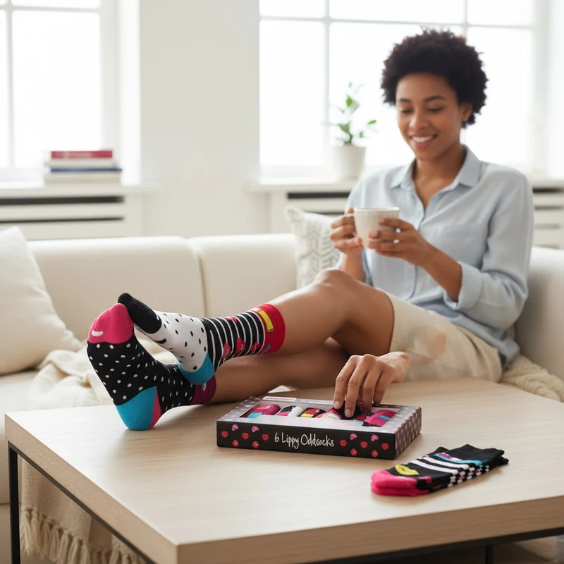 Coffret Chaussettes Dépareillées Lip Sync – United Oddsocks | 6 Chaussettes Fun Femme | Taille 37-42
