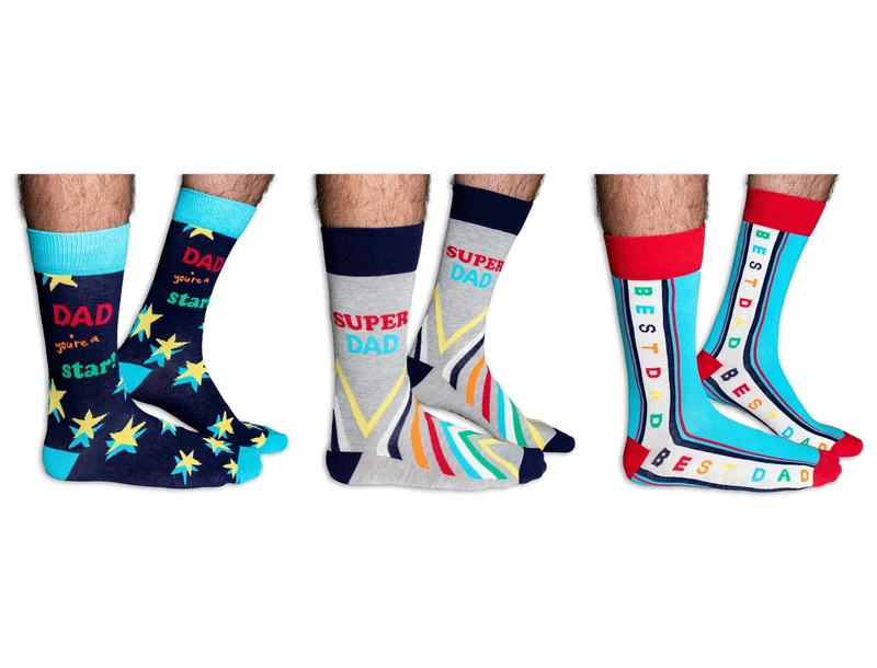 Coffret Chaussettes Best Dad Ever – United Oddsocks | 6 Chaussettes Impaires Fun | Taille 39-46