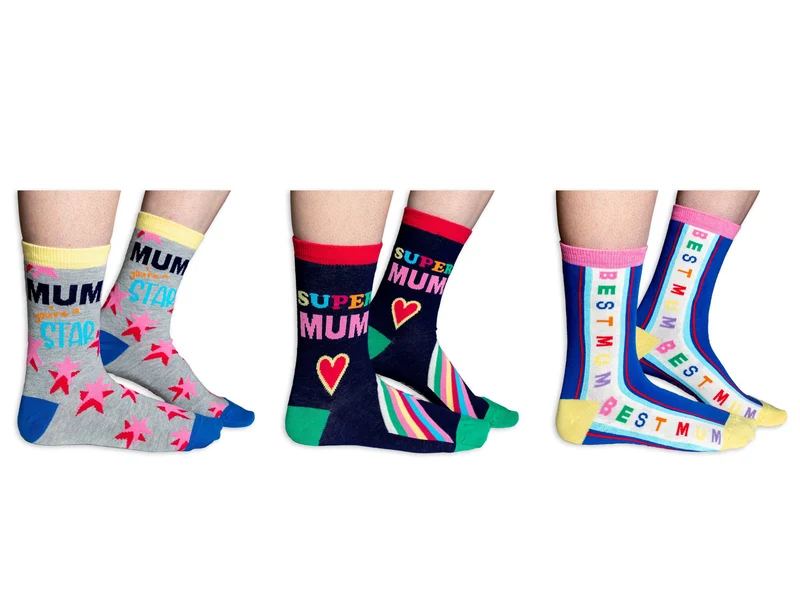 Coffret Chaussettes Best Mum Ever – United Oddsocks | 6 Chaussettes Impaires Fun | Taille 39-46