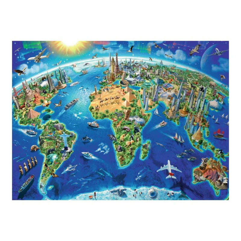 Carte des monuments du monde | World Landmarks Map (300 pcs XXL)