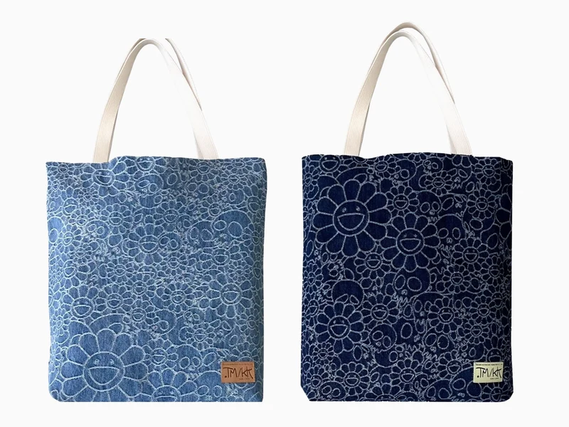 Takashi Murakami - Flowers & Skulls Jaquard Denim Tote Bag
