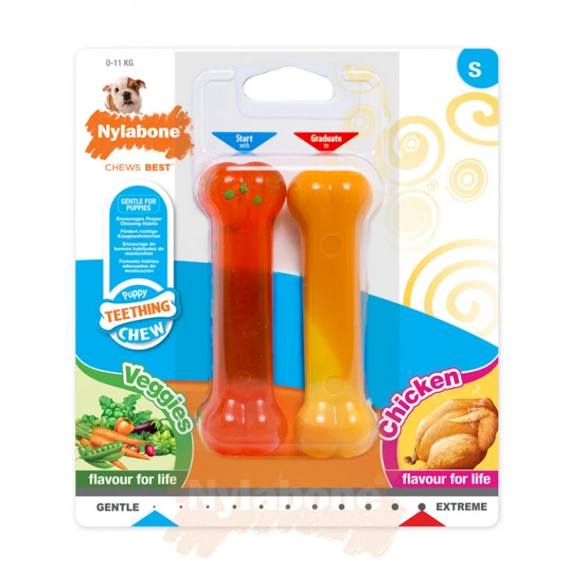 Duo d'os à mâcher pour chiot poulet et légumes - Nylabone