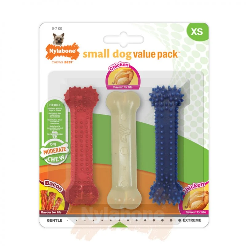 Trio d'os à mâcher bacon et poulet - Nylabone