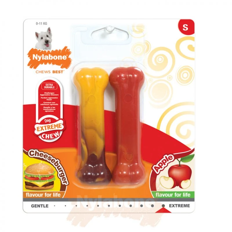 Duo d'os à mâcher cheeseburger et pomme - Nylabone