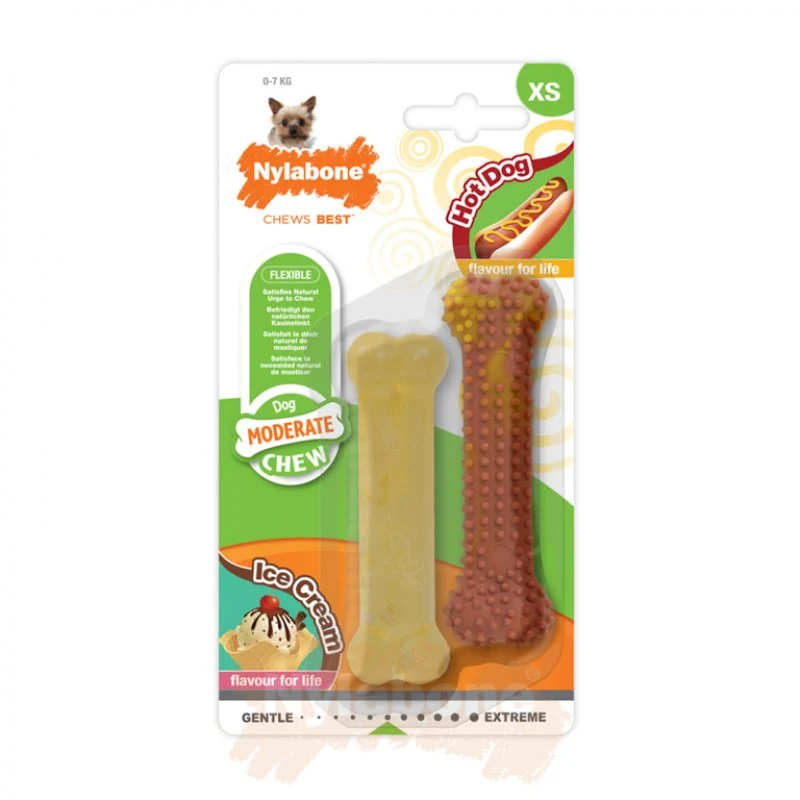 Duo de jouets à mâcher hot-dog et vanille - Nylabone