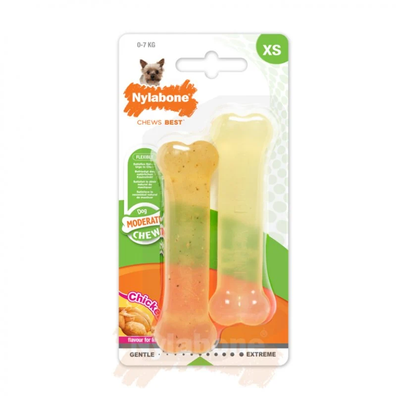 Duo d'os à mâcher poulet et bœuf - Nylabone