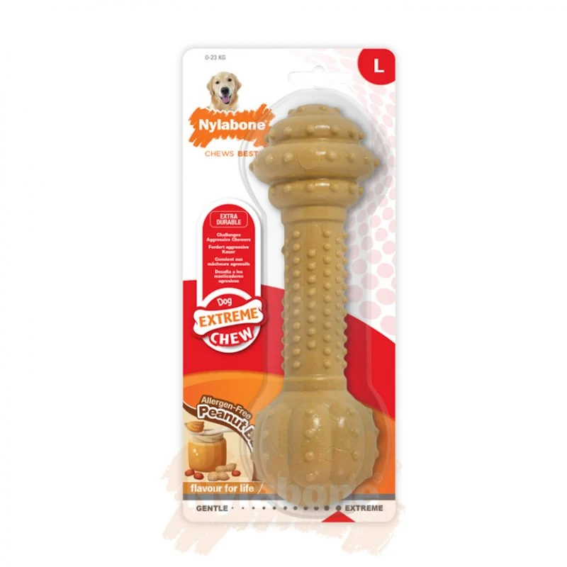 Haltère à mâcher saveur beurre de cacahuète - Nylabone