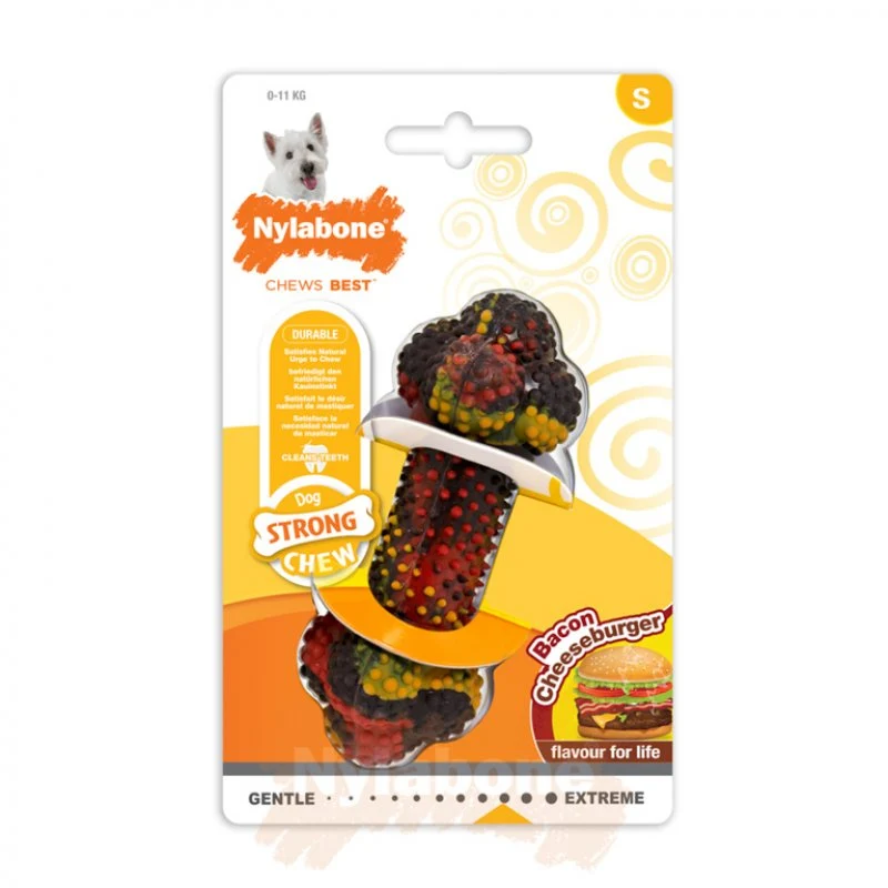 Os à mâcher en caoutchouc saveurs bacon et fromage - Nylabone