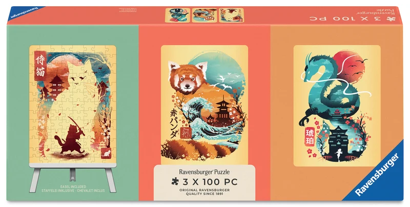 Cat Warrior, Red Panda & Dragon (3x100 pcs MINI)