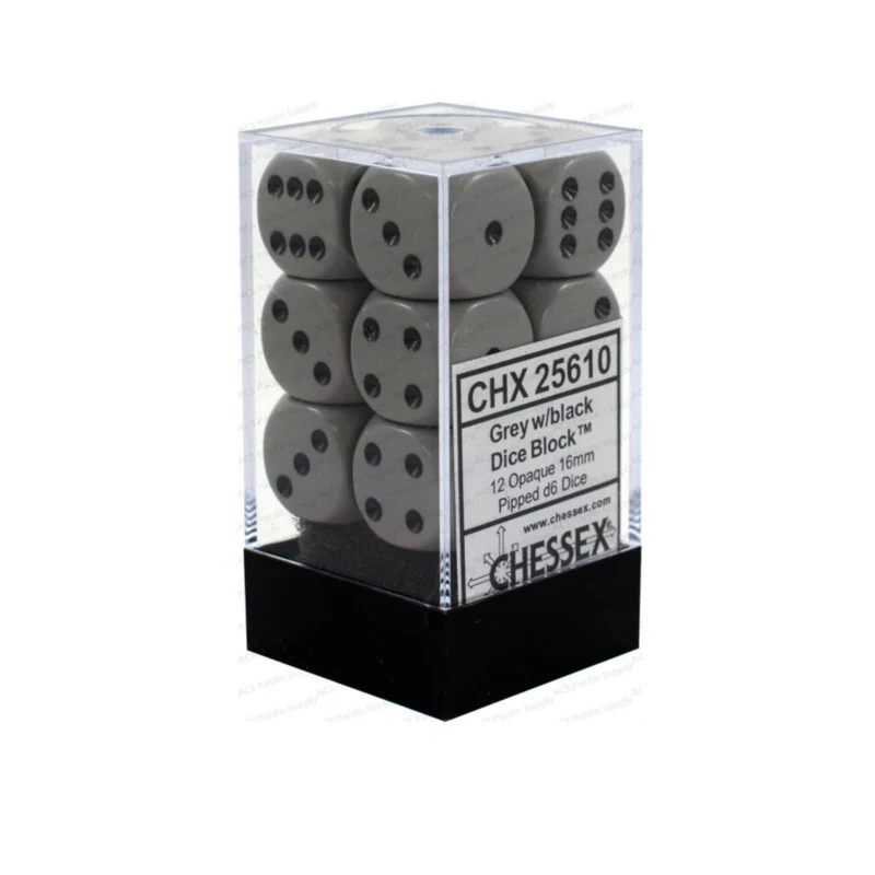 Dés opaques 12D6: gris foncé/noir
