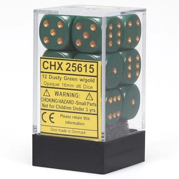 Dés opaques 12D6: vert poussiéreux/cuivre