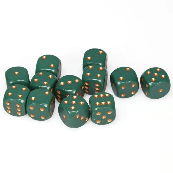Dés opaques 12D6: vert poussiéreux/cuivre