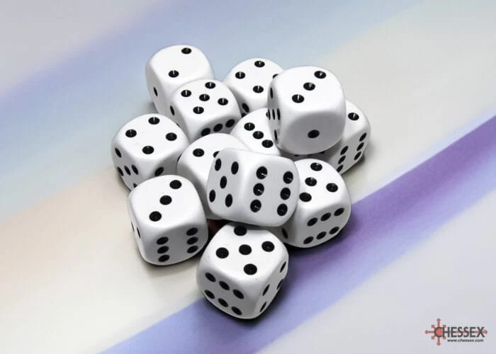 Dés opaques 12D6: blanc/noir