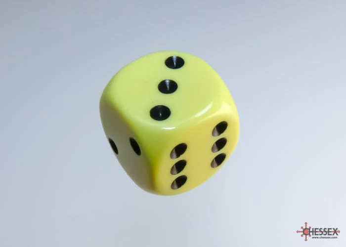 Dés opaques 12D6: jaune pastel/noir