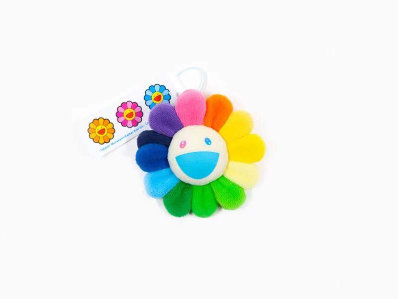 Takashi Murakami - Porte-clés peluche fleur - Arc-en-ciel et blanc