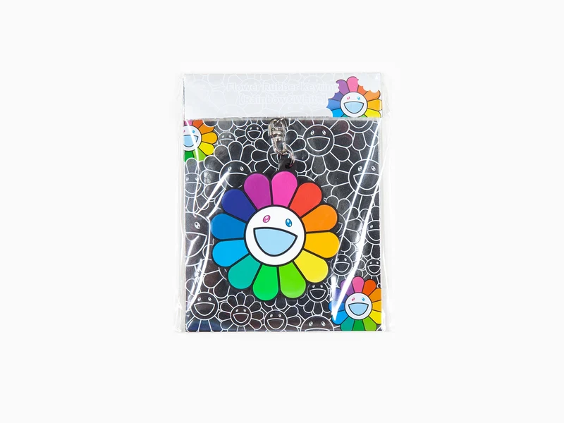 Takashi Murakami - Porte-clés caoutchouc en forme de fleur - arc-en-ciel et blanc