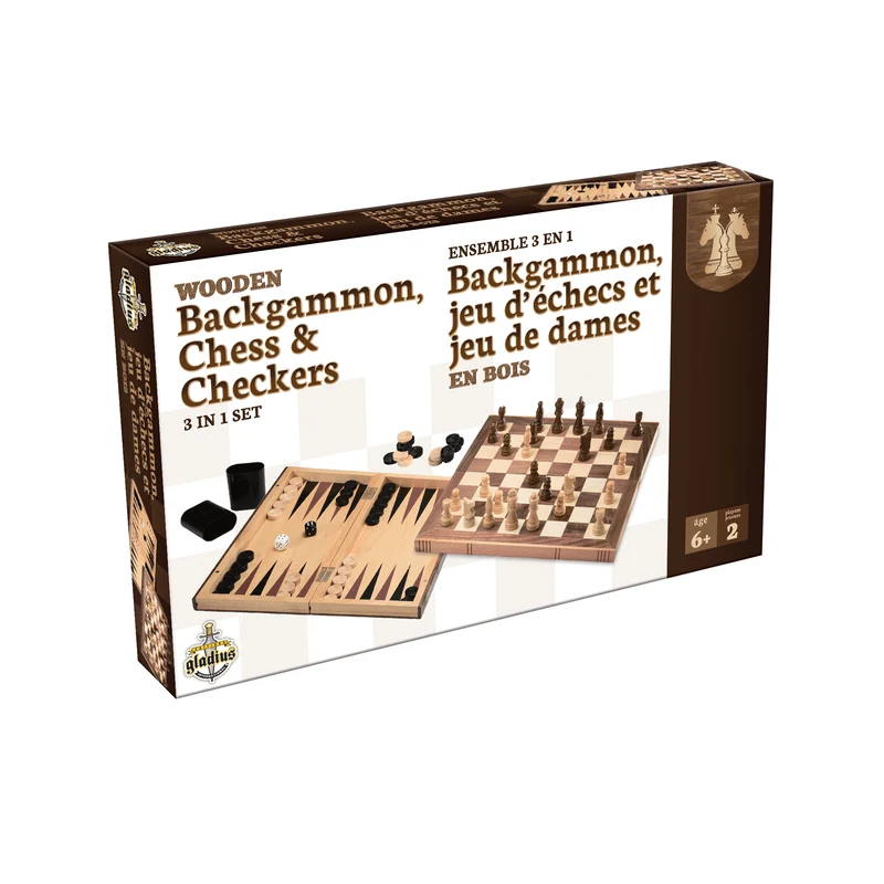Ens. 3-en-1 Backgammon, Échecs et Dames (ML)