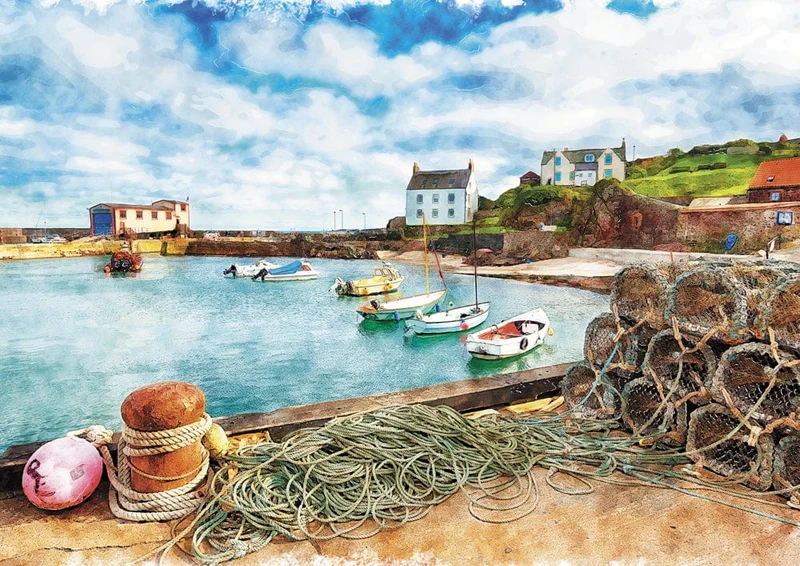 Aquarelle bateau & filet (500 pcs LARGE)