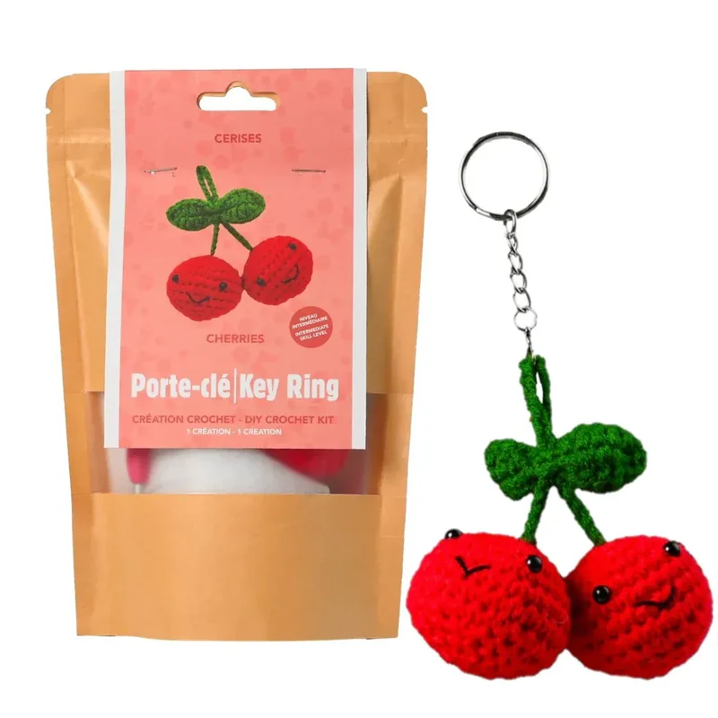 Kit DIY Crochet: Porte-Clés Cerises (ML)