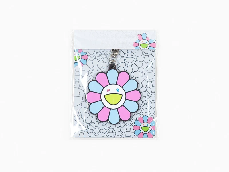 Takashi Murakami - Porte-clés caoutchouc en forme de fleur - rose et bleu