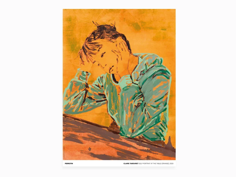 Claire Tabouret - Autoportrait à la table (orange), 2020 ( poster standard)