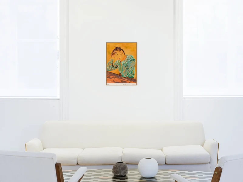 Claire Tabouret - Autoportrait à la table (orange), 2020 ( poster standard)