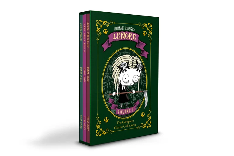 Coffret Lenore à couverture rigide, motif tourbillons violets et ventres roses