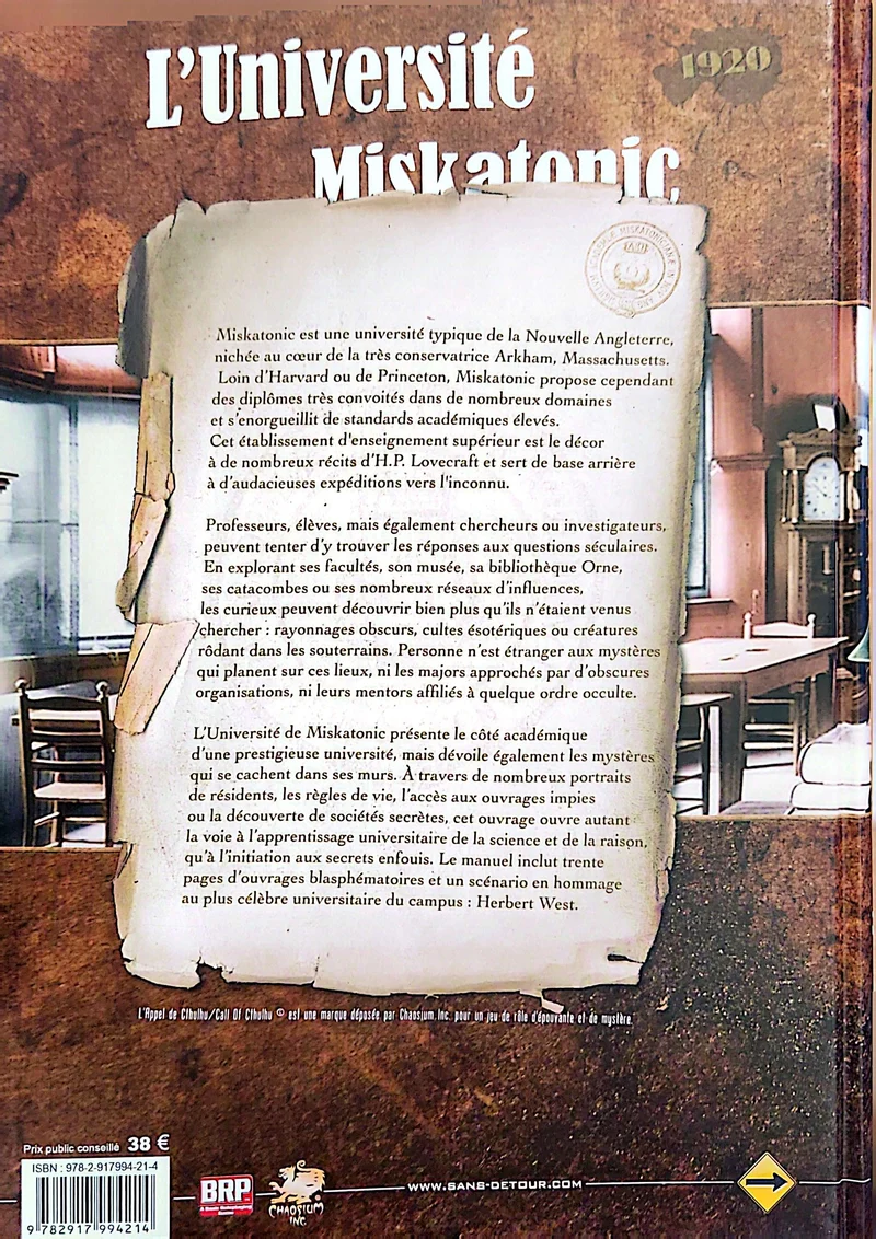L'APPEL DE CTHULHU - L'UNIVERSITÉ MISKATONIC [FRE]