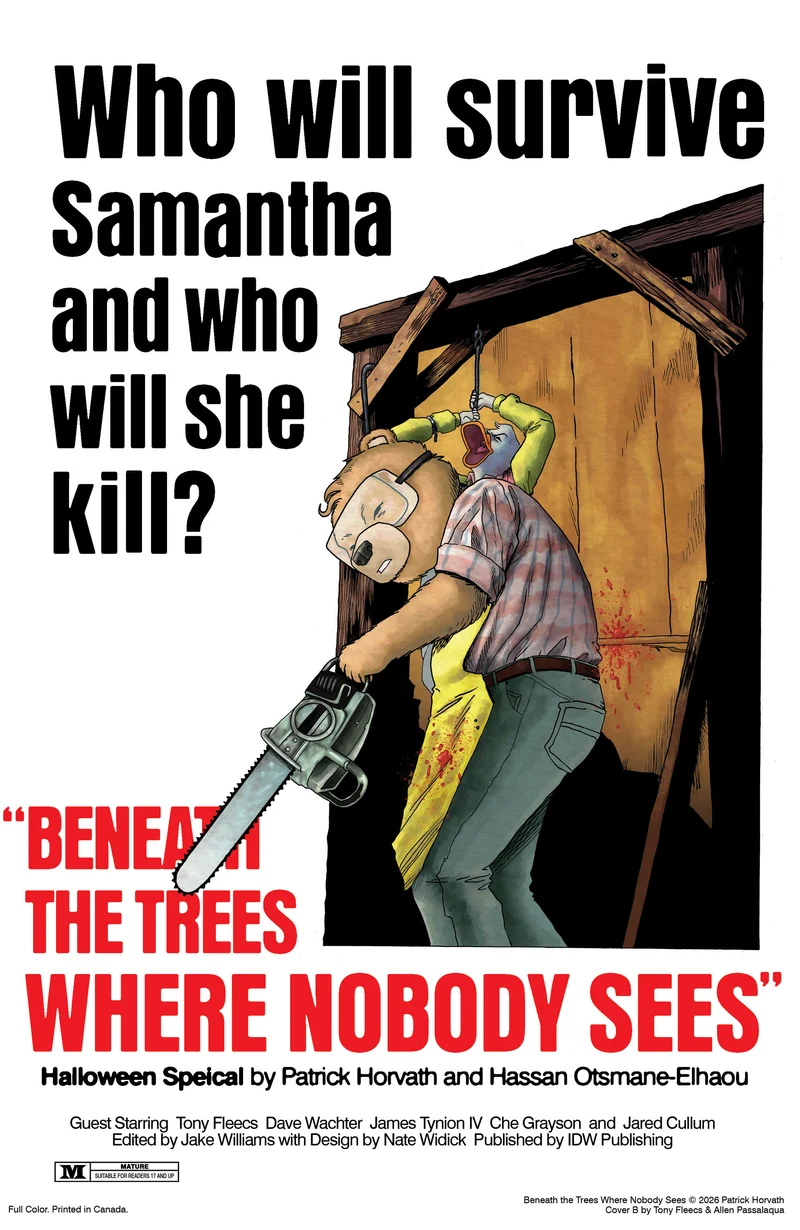 Sous les arbres, là où personne ne voit, spécial Halloween, IDW, hommage à B Fleecs, 10/07/2026