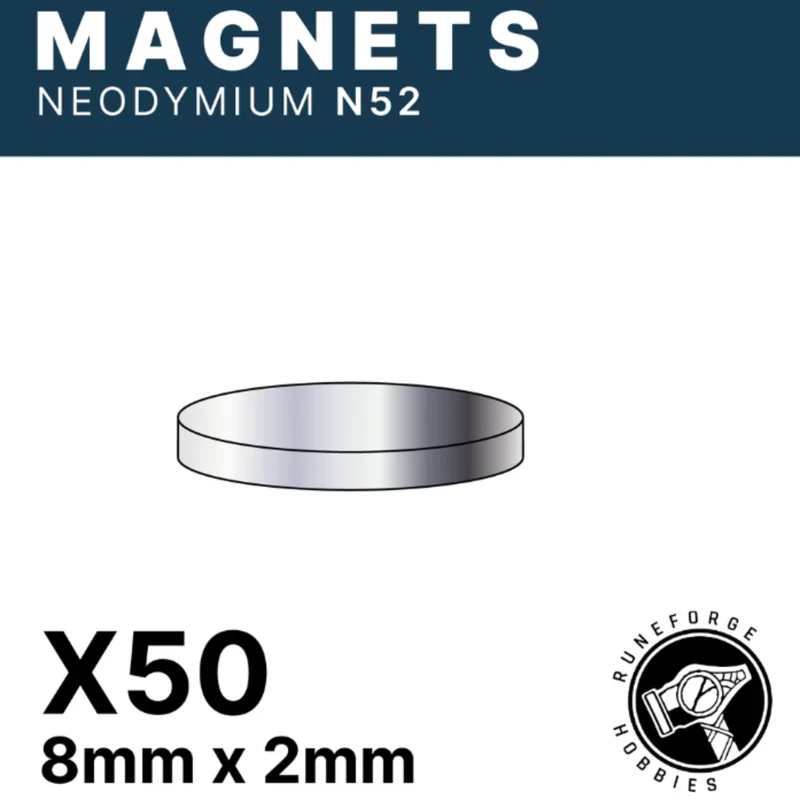 RUNEFORGE HOBBIES - AIMANTS N52 - 8 MM X 2 MM [LOT DE 50]
