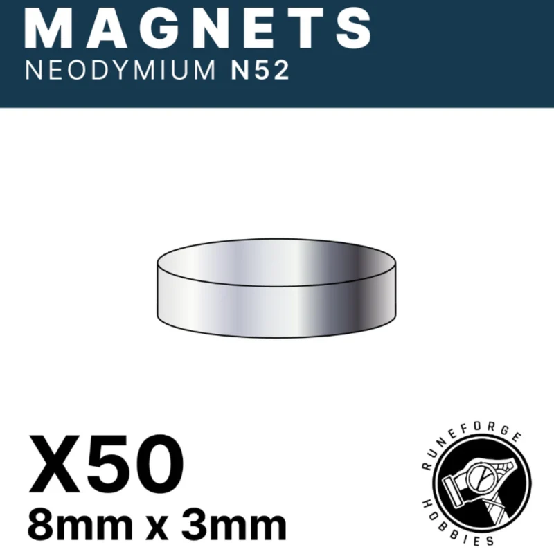 RUNEFORGE HOBBIES - AIMANTS N52 - 8 MM X 3 MM [LOT DE 50]