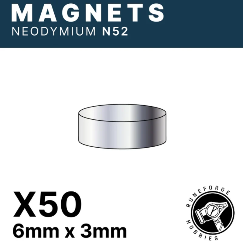 RUNEFORGE HOBBIES - AIMANTS N52 - 6 MM X 3 MM [LOT DE 50]