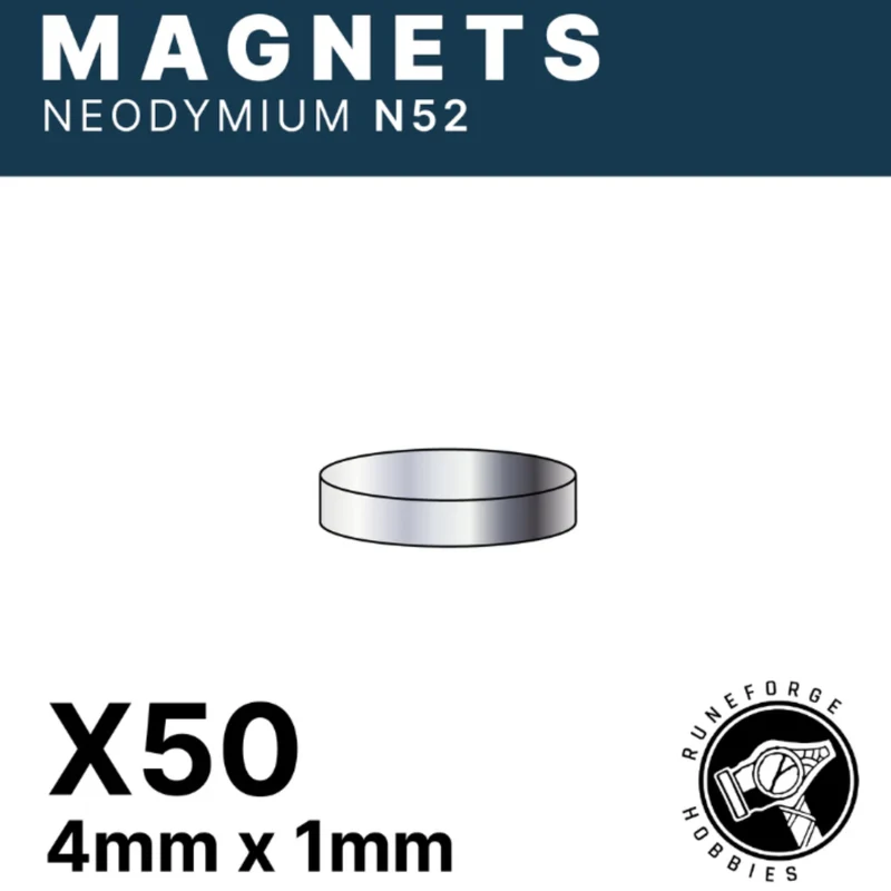 RUNEFORGE HOBBIES - AIMANTS N52 - 4 MM X 1 MM [LOT DE 50]