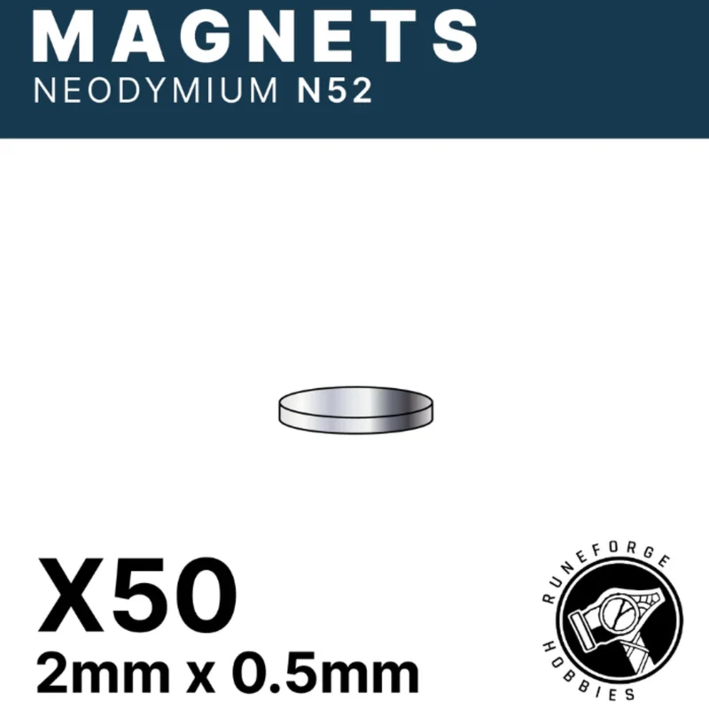 RUNEFORGE HOBBIES - AIMANTS N52 - 2 MM X 0.5 MM [LOT DE 50]