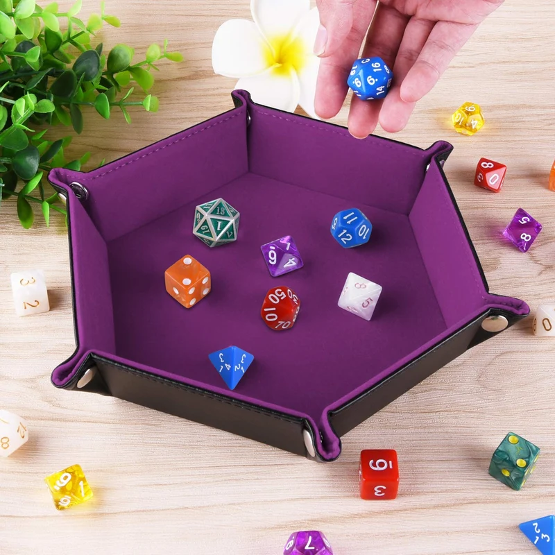 PLATEAU À DÉS PLIABLE EN VELOURS - HEXAGONE VIOLET