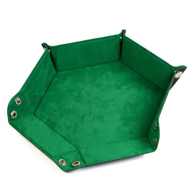 PLATEAU À DÉS PLIABLE EN VELOURS - VERT HEXAGONE