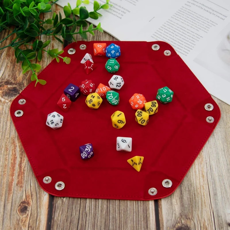 PLATEAU À DÉS PLIABLE EN VELOURS - HEXAGONE ROUGE
